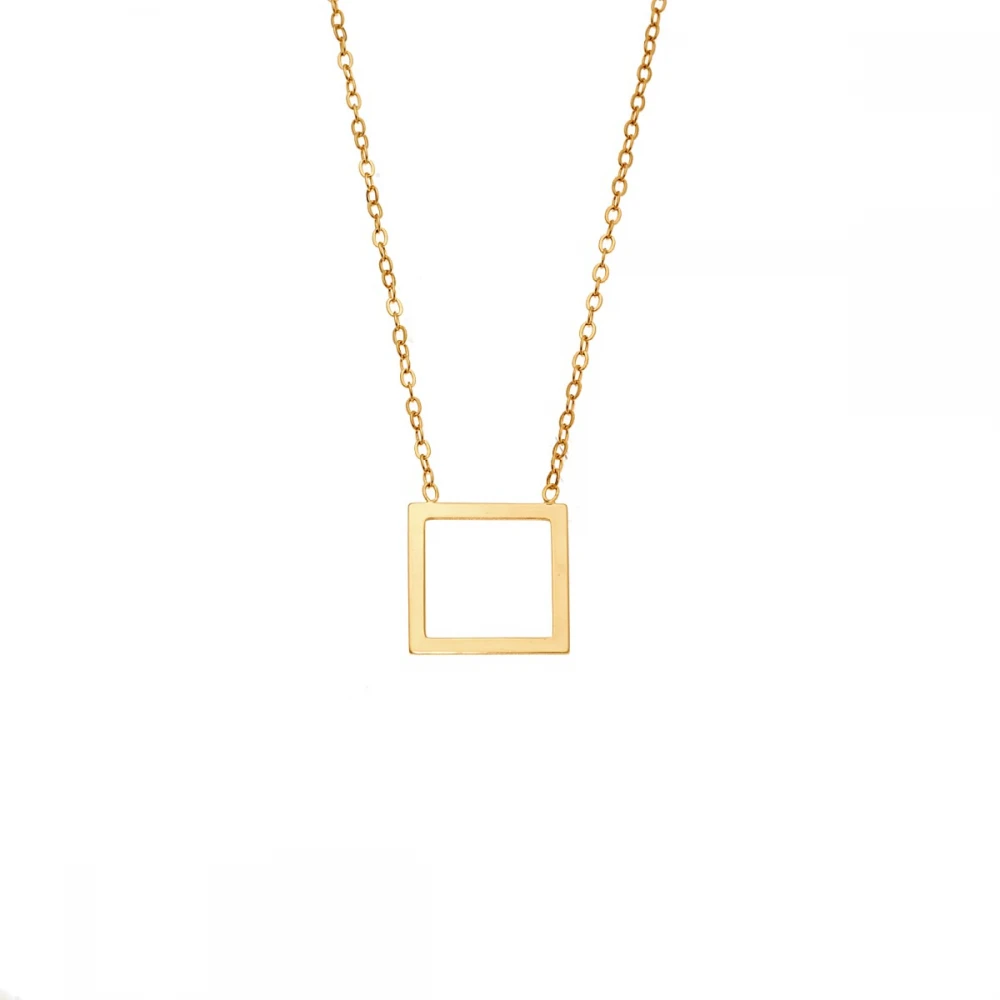 SENZA Κολιέ Ασήμι 925, Geometric Series Τετράγωνο Επιχρυσωμένο SSR4382GD
