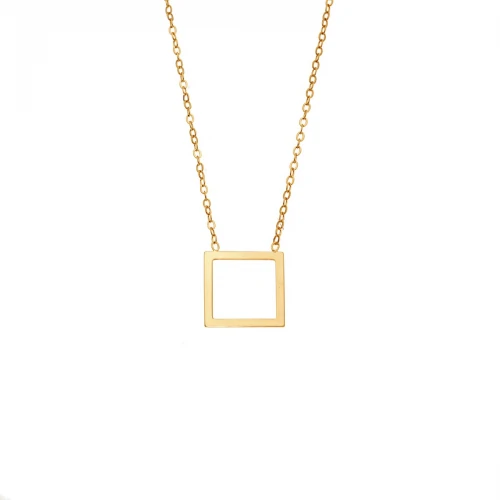 SENZA Κολιέ Ασήμι 925, Geometric Series Τετράγωνο Επιχρυσωμένο SSR4382GD