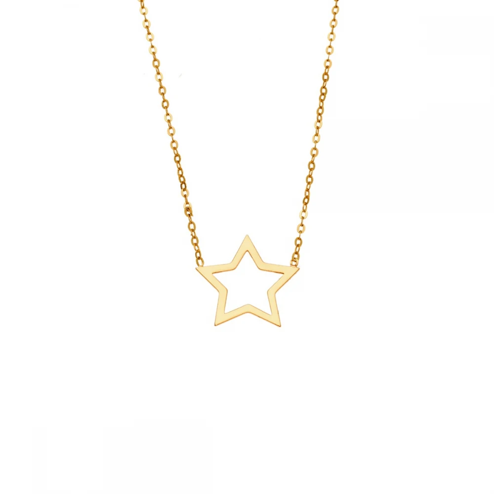 SENZA Κολιέ Ασήμι 925, Geometric Series "Αστέρι" Επιχρυσωμένο SSR4385GD