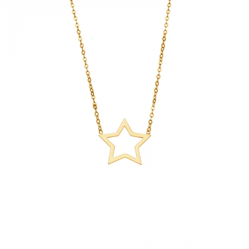 SENZA Κολιέ Ασήμι 925, Geometric Series "Αστέρι" Επιχρυσωμένο SSR4385GD