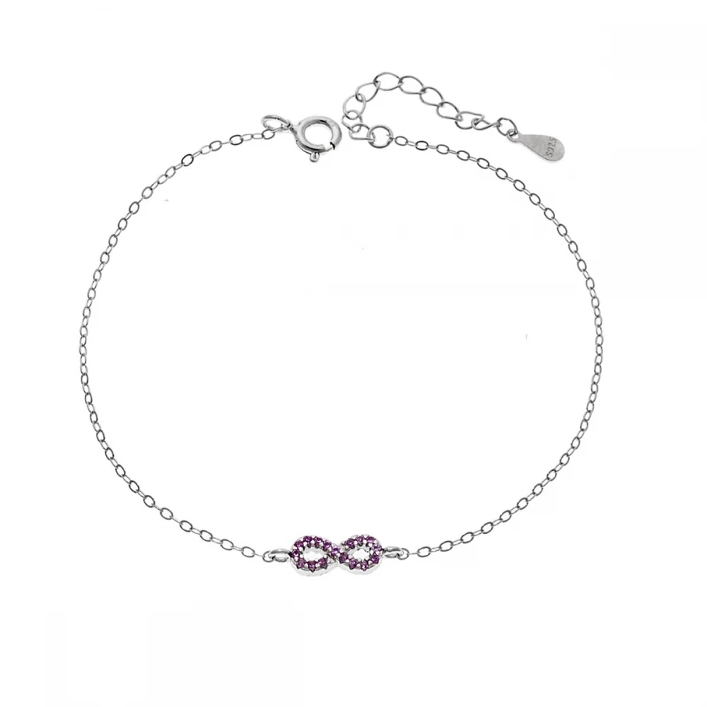 SENZA Επιροδιωμένο Βραχιόλι Ασήμι 925, "Άπειρο" Διπλής Όψης με Ζιργκόν SSR4449SPK