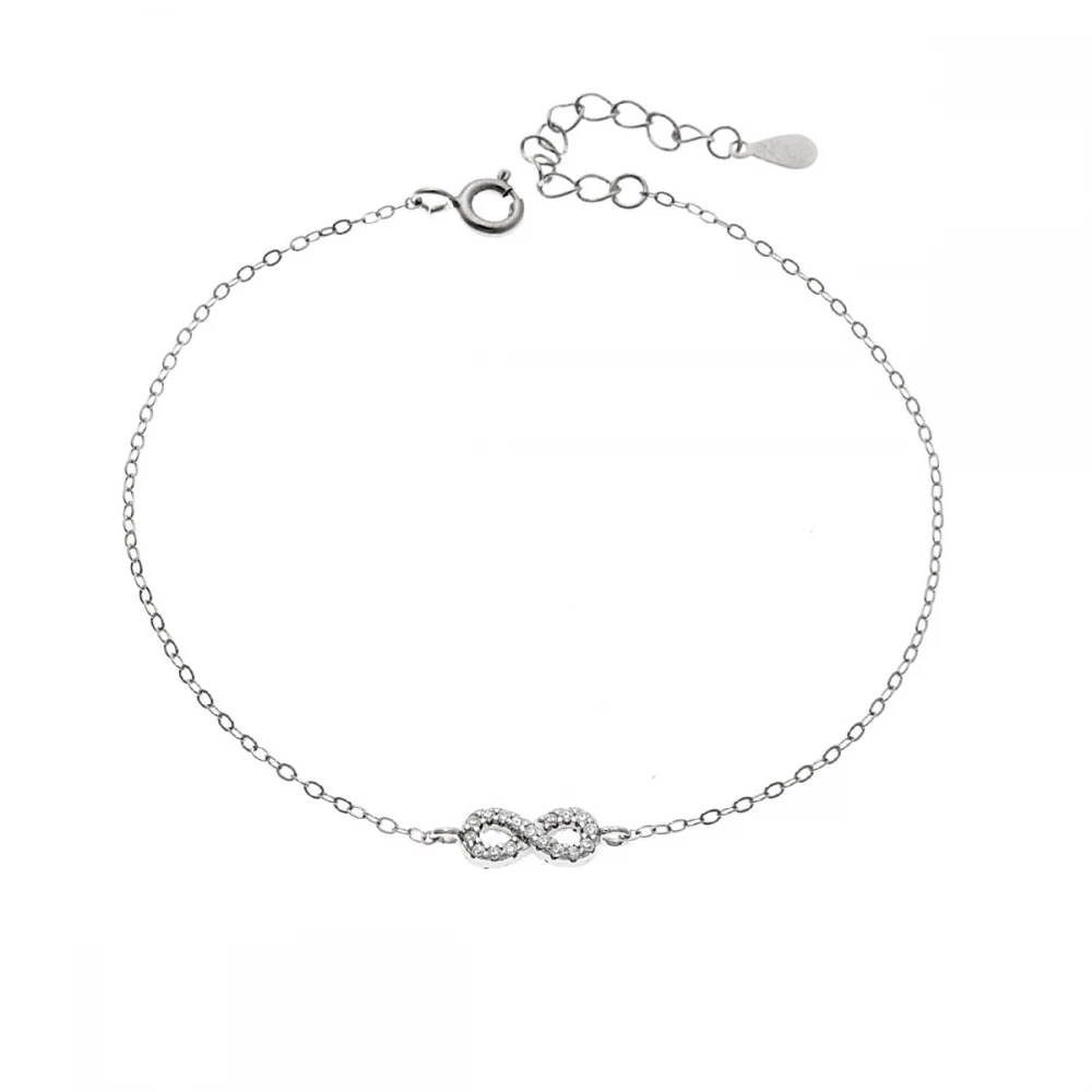 SENZA Επιροδιωμένο Βραχιόλι Ασήμι 925, "Άπειρο" Διπλής Όψης με Ζιργκόν SSR4449SPK