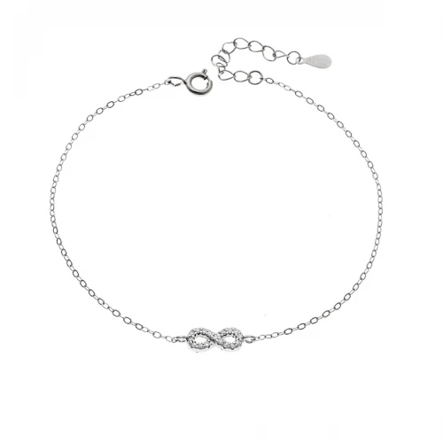 SENZA Επιροδιωμένο Βραχιόλι Ασήμι 925, "Άπειρο" Διπλής Όψης με Ζιργκόν SSR4449SPK