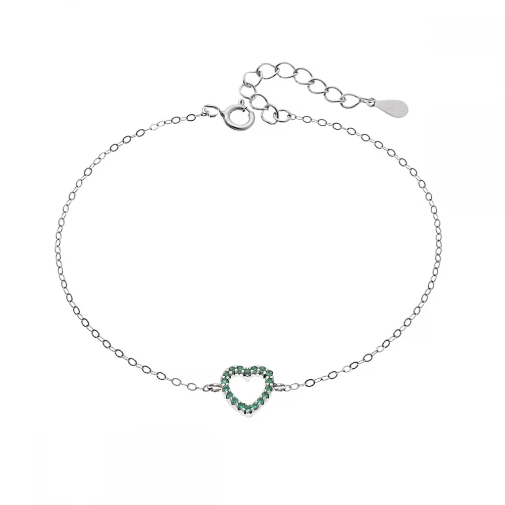 SENZA Επιροδιωμένο Βραχιόλι Ασήμι 925, "Καρδιά" Διπλής Όψης με Ζιργκόν SSR4453SGN