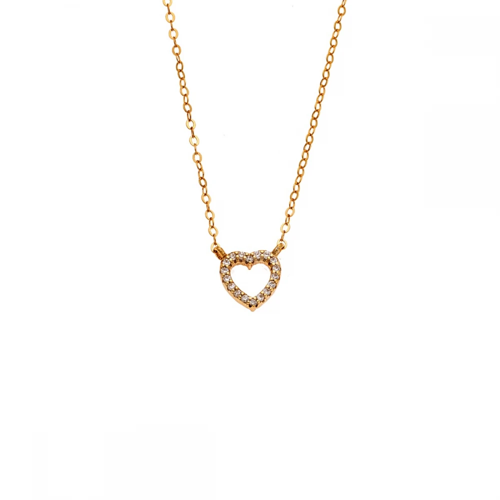 Senza 925 Ασήμι Επιχρυσωμένο Κολιέ "Καρδιά" Διπλής 'Οψης με Ζιργκόν SSR4458GFU