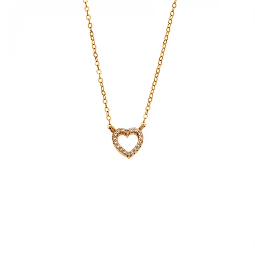 Senza 925 Ασήμι Επιχρυσωμένο Κολιέ "Καρδιά" Διπλής 'Οψης με Ζιργκόν SSR4458GFU