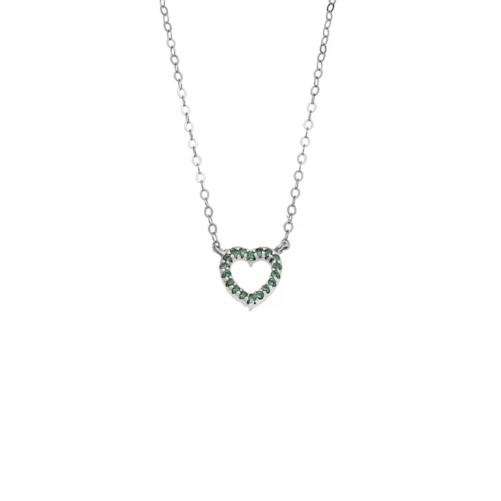 Senza 925 Ασήμι Επιροδιωμένο Κολιέ "Καρδιά" Διπλής 'Οψης με Ζιργκόν SSR4458SGN