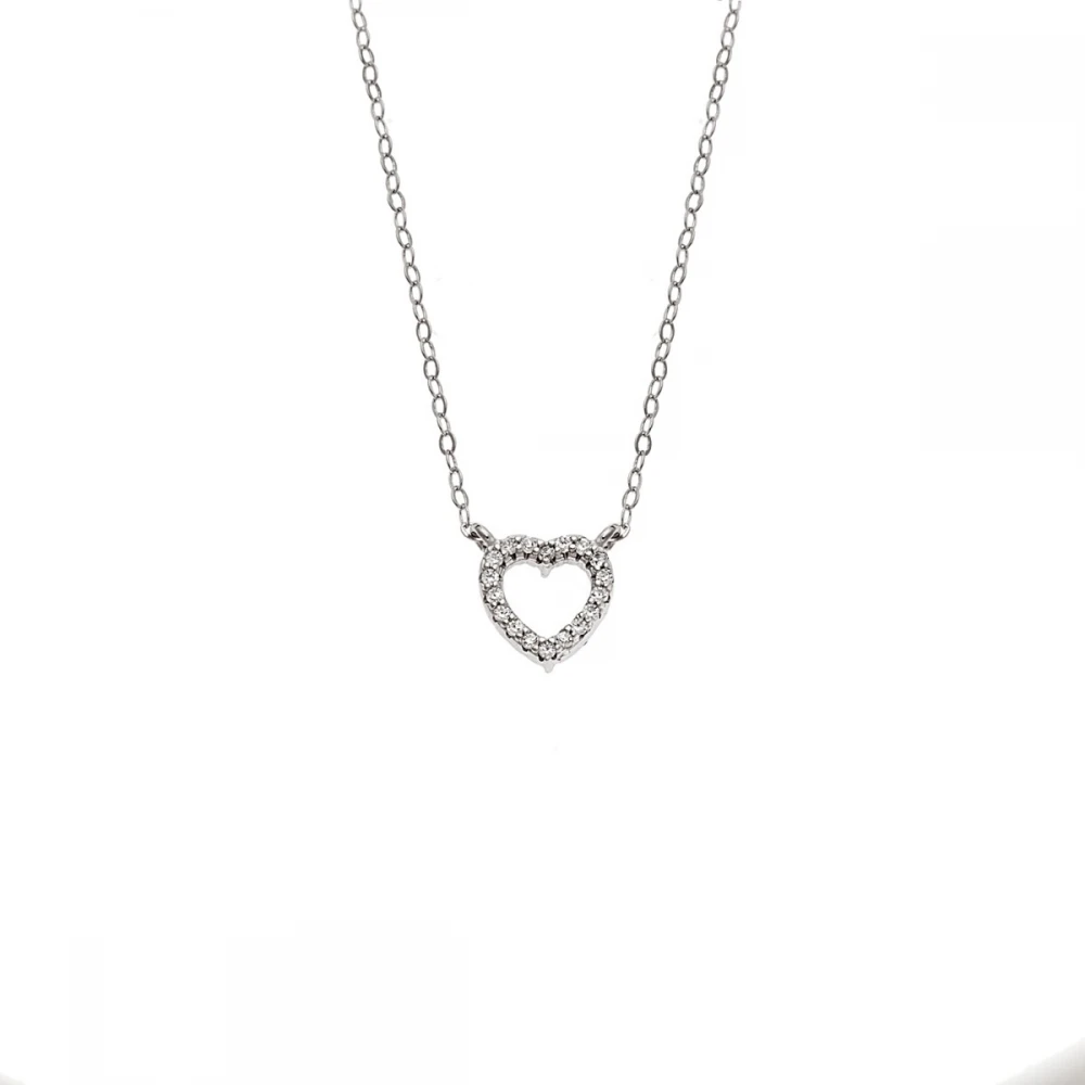 Senza 925 Ασήμι Επιροδιωμένο Κολιέ "Καρδιά" Διπλής 'Οψης με Ζιργκόν SSR4458SGN