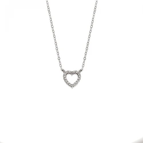 Senza 925 Ασήμι Επιροδιωμένο Κολιέ "Καρδιά" Διπλής 'Οψης με Ζιργκόν SSR4458SGN