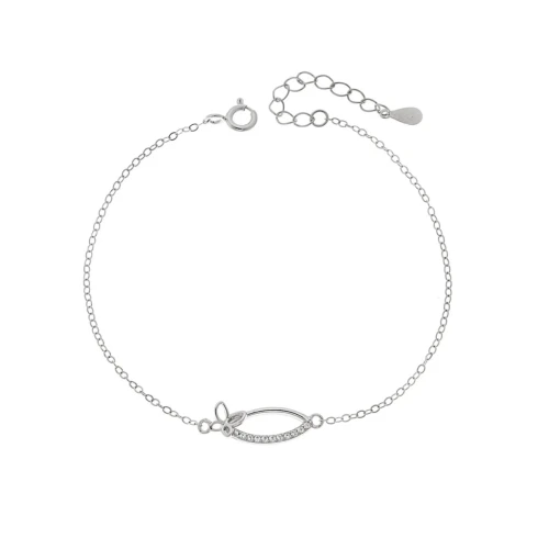 SENZA 925 Ασήμι Βραχιόλι με "Πεταλούδα", "Φύλλο" και Ζιργκόν SSR4682SR