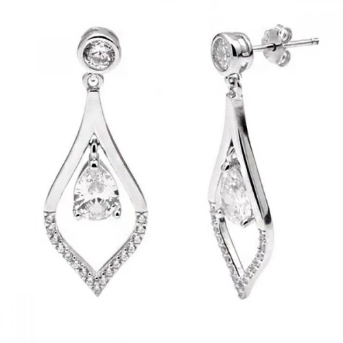 925 Ασήμι Σκουλαρίκια Κρεμαστά με Ζιργκόν SSSK105CCS