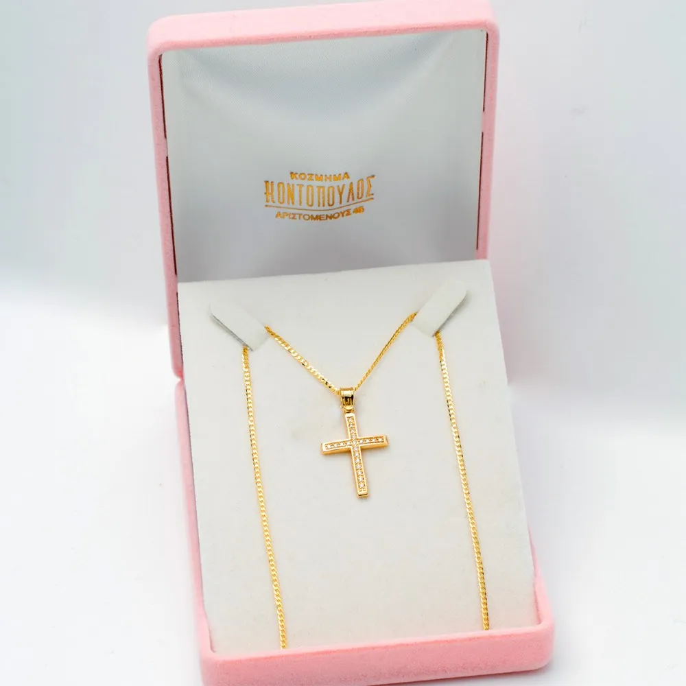 18K Χρυσός Σταυρός με Διαμάντια ST016CTA