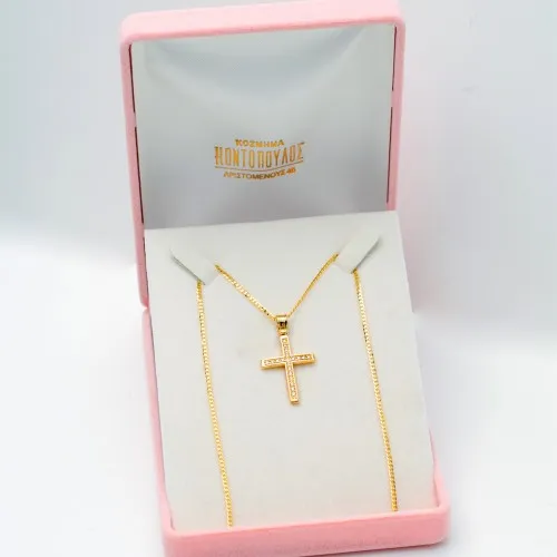 18K Χρυσός Σταυρός με Διαμάντια ST016CTA