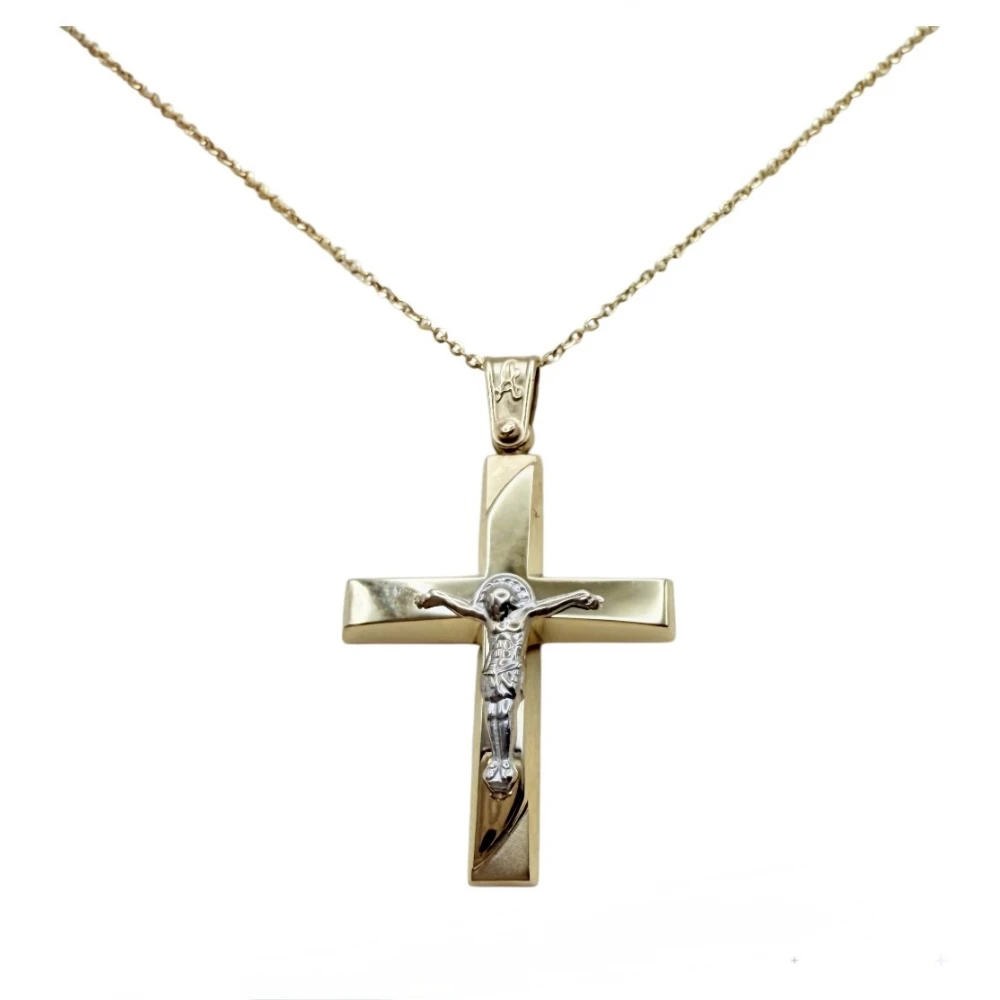 9Κ Χρυσός Σταυρός Δύο τόνων ST053ANR