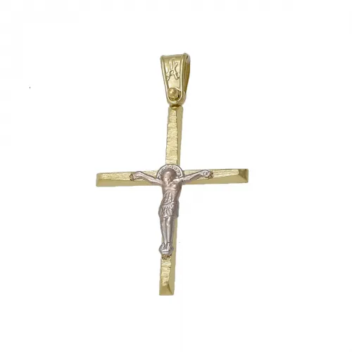 14K Χρυσός Δίχρωμος Σταυρός  ST092AD
