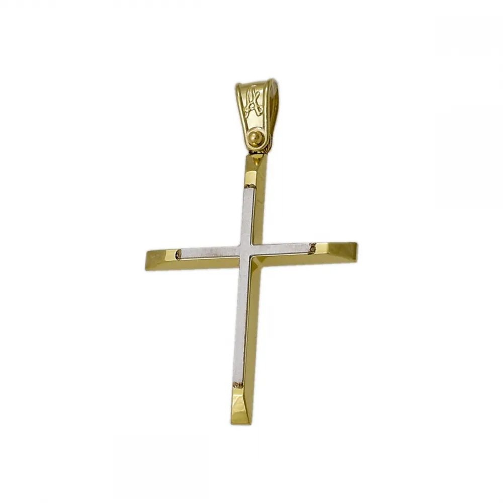14K Χρυσός Δίχρωμος Σταυρός  ST094AD