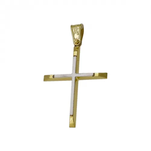 14K Χρυσός Δίχρωμος Σταυρός  ST094AD