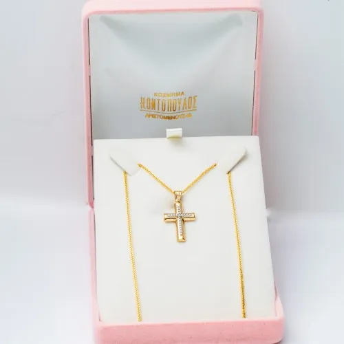 18K Χρυσός Σταυρός με Ζιργκόν ST102AD1