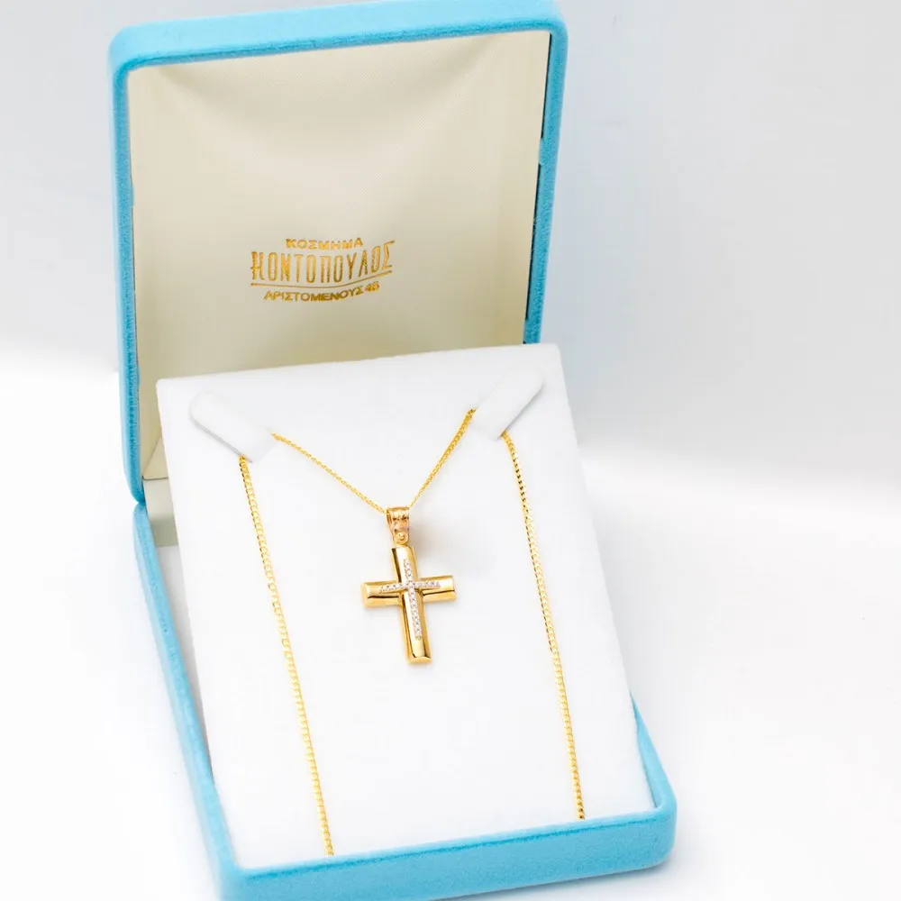 14K Χρυσός Σταυρός με Ζιργκόν ST106AD1