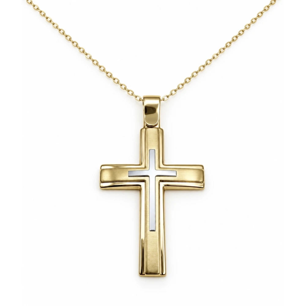 9Κ Χρυσός Σταυρός Δύο τόνων ST106KR
