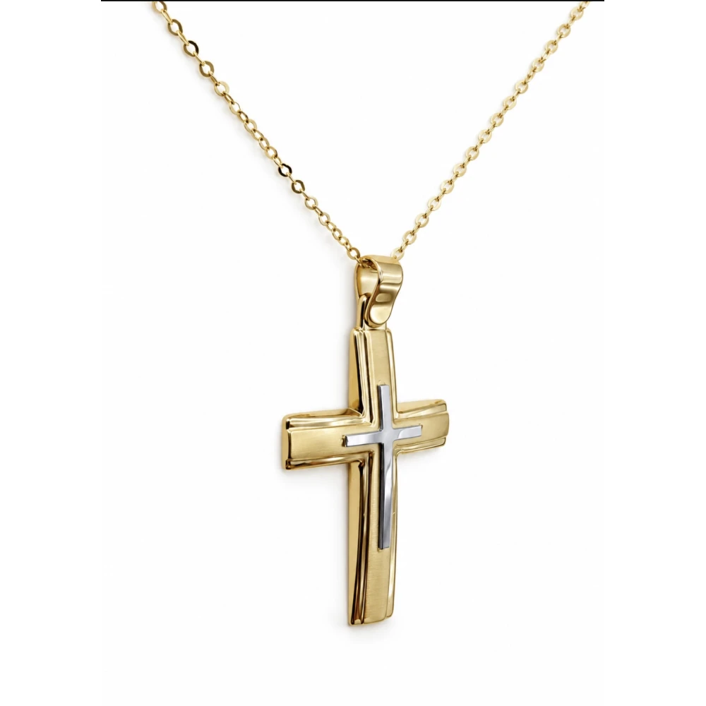 9Κ Χρυσός Σταυρός Δύο τόνων ST106KR