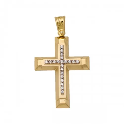 18K Χρυσός Σταυρός  με Ζιργκόν ST109AN