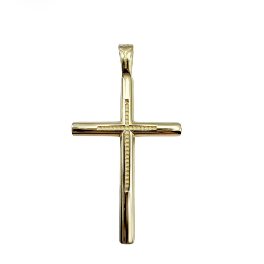 9Κ Χρυσός Σταυρός Διπλής Όψης με Ζιργκόν ST114VR