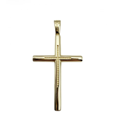 9Κ Χρυσός Σταυρός Διπλής Όψης με Ζιργκόν ST114VR