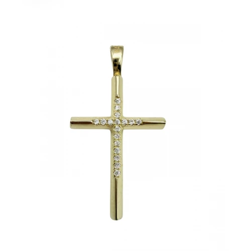 9Κ Χρυσός Σταυρός Διπλής Όψης με Ζιργκόν ST114VR