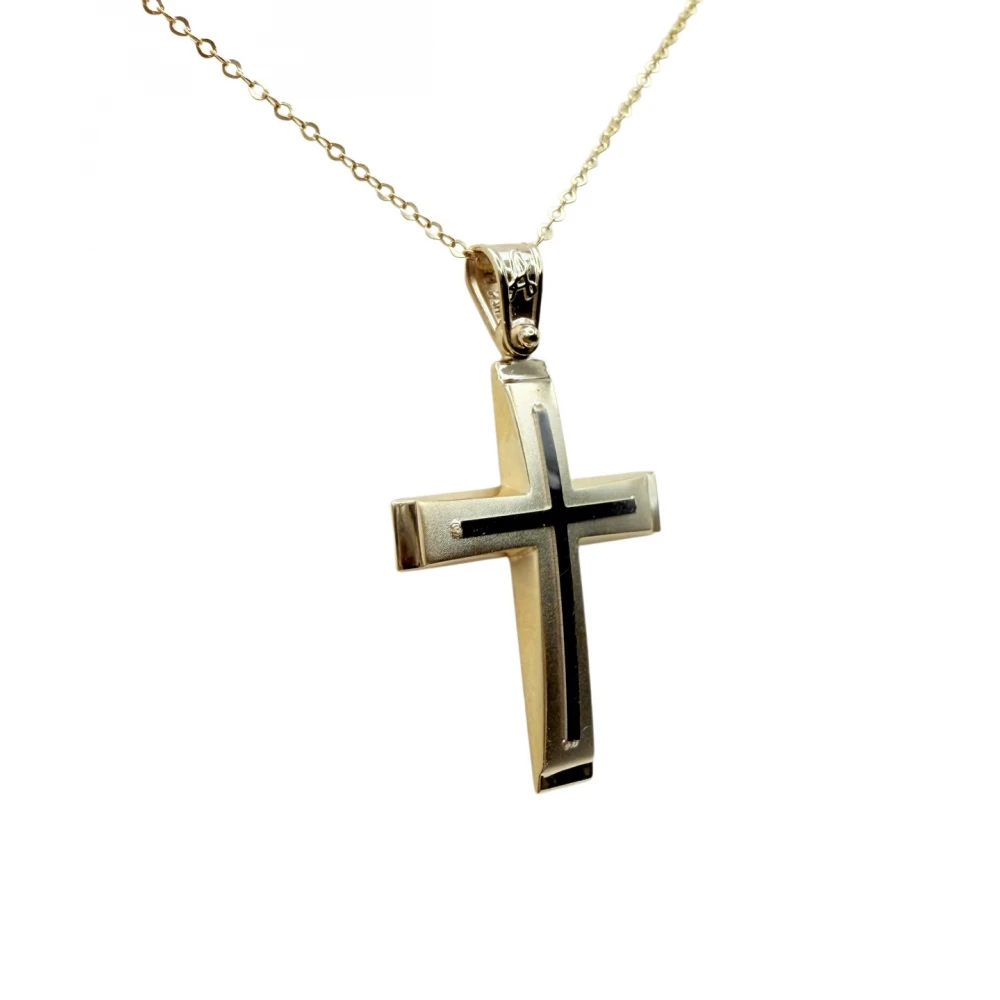 9Κ Χρυσός Σταυρός Δύο τόνων ST118AN