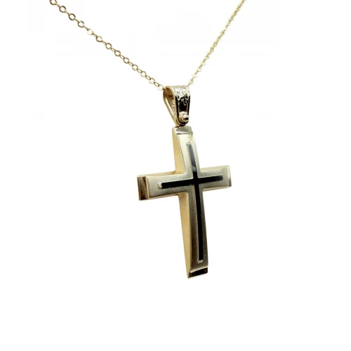 9Κ Χρυσός Σταυρός Δύο τόνων ST118AN