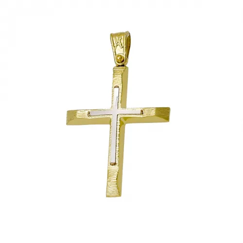 14K Χρυσός Δίχρωμος Σταυρός ST120AD