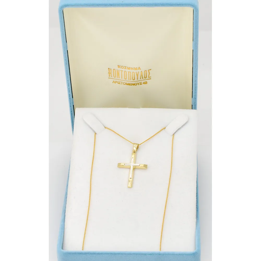 14K Χρυσός Δίχρωμος Σταυρός ST120AD