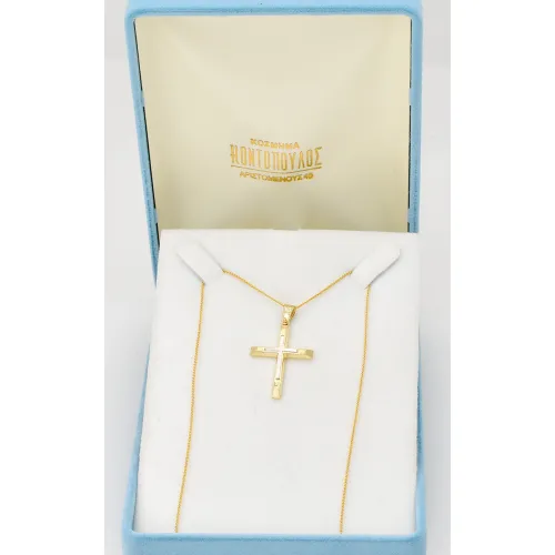 14K Χρυσός Δίχρωμος Σταυρός ST120AD