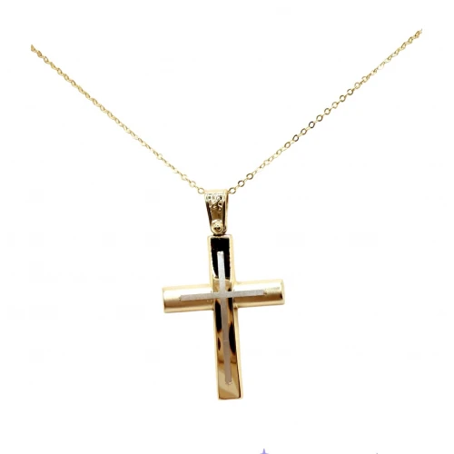 9Κ Χρυσός Σταυρός Δύο τόνων ST123AN