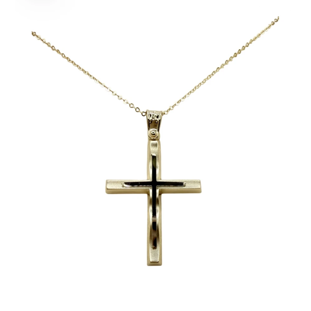 9Κ Χρυσός Σταυρός Δύο τόνων ST129AN