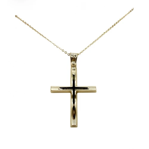 9Κ Χρυσός Σταυρός Δύο τόνων ST129AN