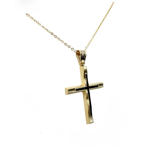 9Κ Χρυσός Σταυρός Δύο τόνων ST129AN