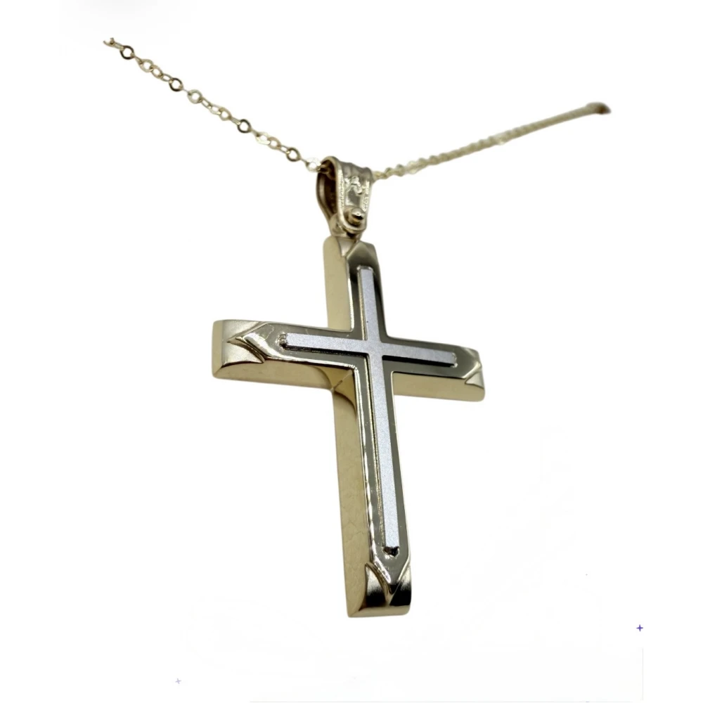 9Κ Χρυσός Σταυρός Δύο τόνων ST130AN