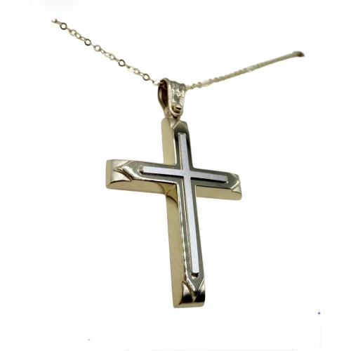 9Κ Χρυσός Σταυρός Δύο τόνων ST130AN