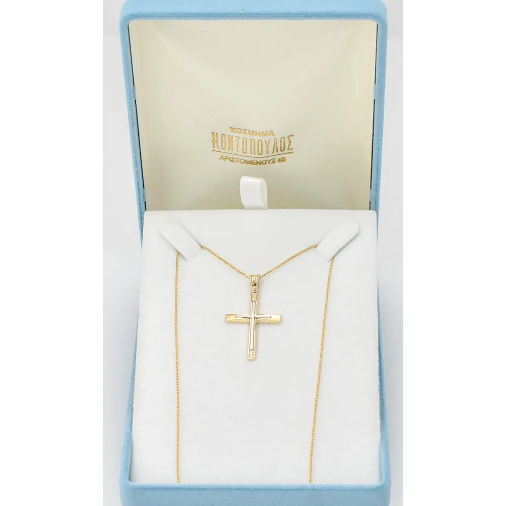 18Κ Χρυσός Δίχρωμος Σταυρός ST135AD
