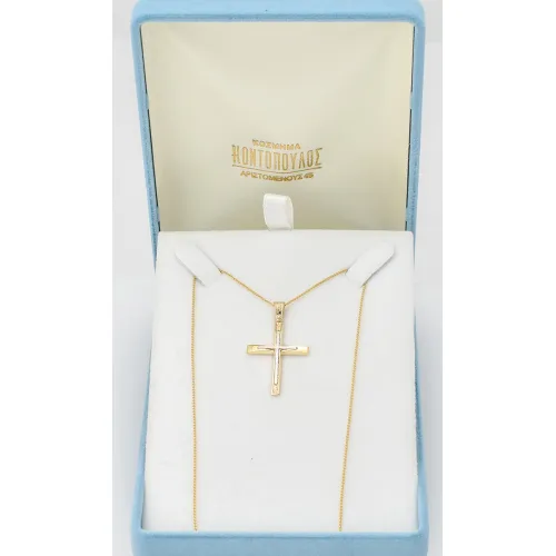 18Κ Χρυσός Δίχρωμος Σταυρός ST135AD