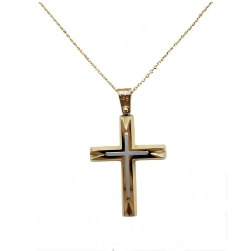9Κ Χρυσός Σταυρός Δύο τόνων ST135ANR