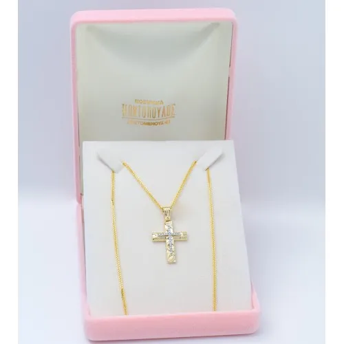 14K Χρυσός Σταυρός με Ζιργκόν ST140AD1