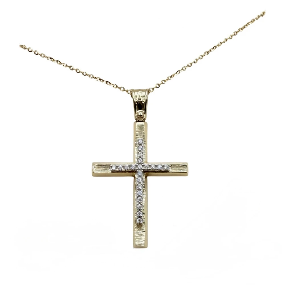 9Κ Χρυσός Σταυρός με Ζιργκόν ST148ANR