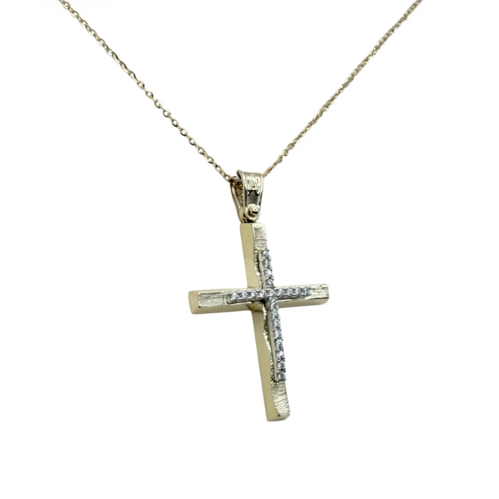 9Κ Χρυσός Σταυρός με Ζιργκόν ST148ANR