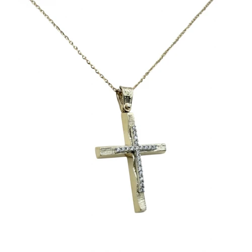 9Κ Χρυσός Σταυρός με Ζιργκόν ST148ANR