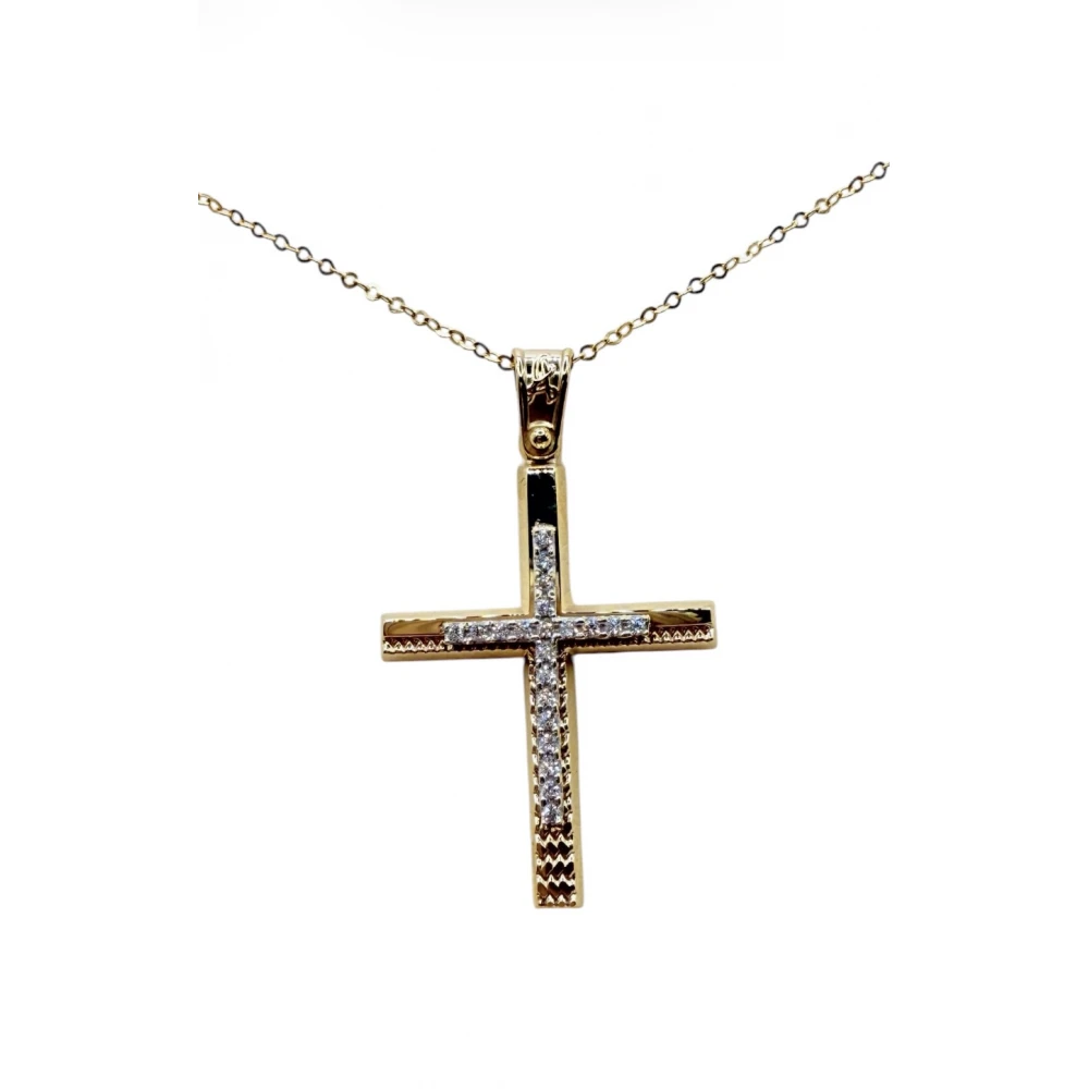 9Κ Χρυσός Σταυρός με Ζιργκόν ST149AN