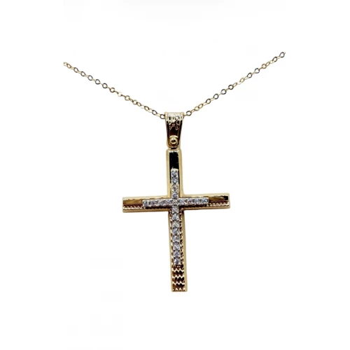 9Κ Χρυσός Σταυρός με Ζιργκόν ST149AN