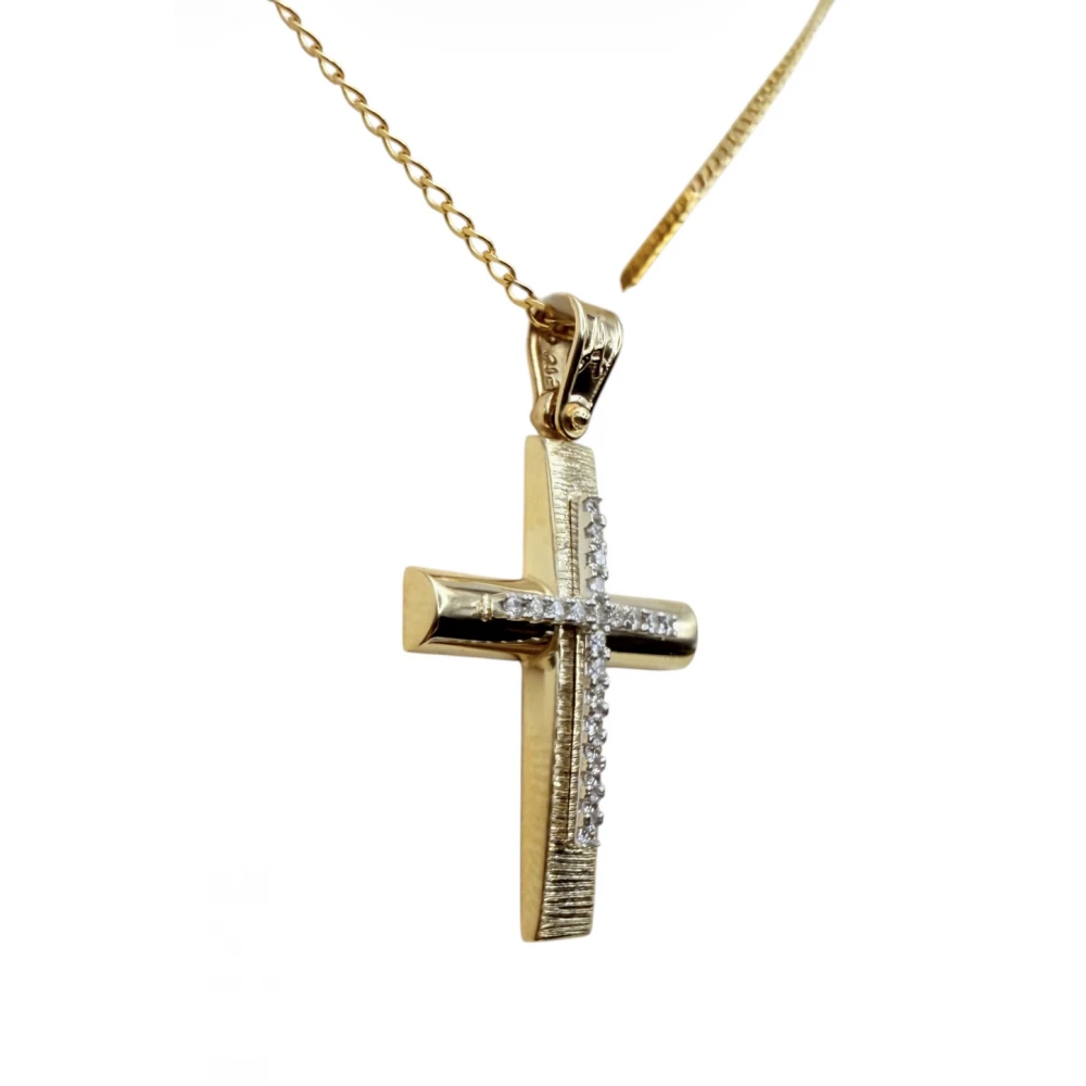 9Κ Χρυσός Σταυρός με Ζιργκόν ST150ANR